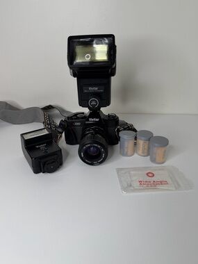 Vivitar V2000 35mm Film SLR Bundle Pentax K-Mount TESTED & WORKING +3 Rolls Film